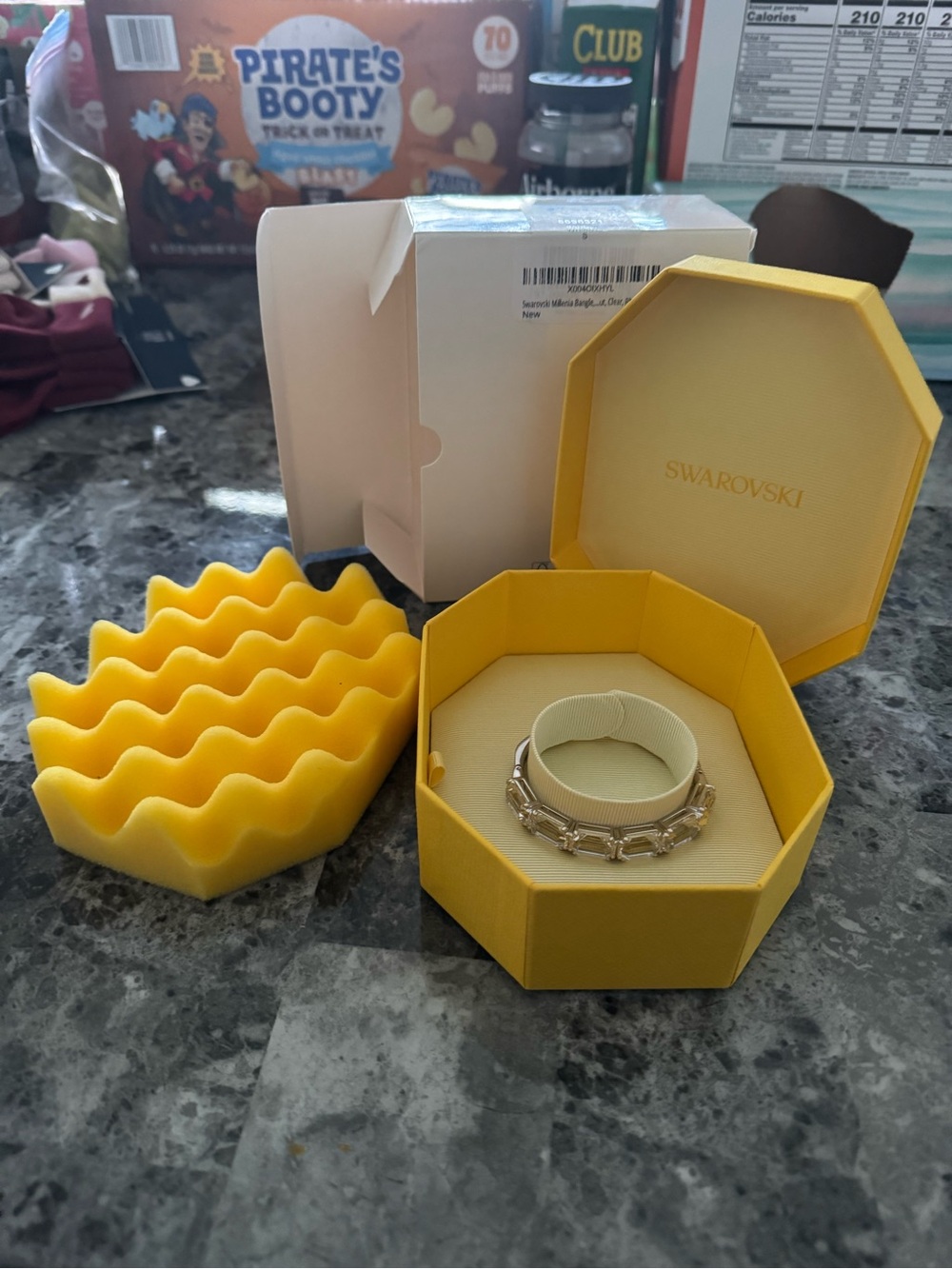 Swarovski Silver Crystal Link Bracelet in Yellow Presentation Box